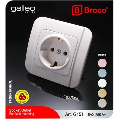 Broco Stop Kontak Galleo G151-55S Arde Socket White